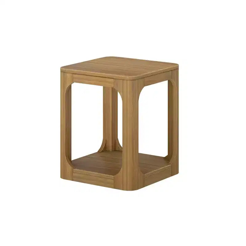 Plank+Beam Mesa auxiliar cuadrada de madera maciza de 20 pulgadas con estante, mesa auxiliar para sala de estar con almacenamiento