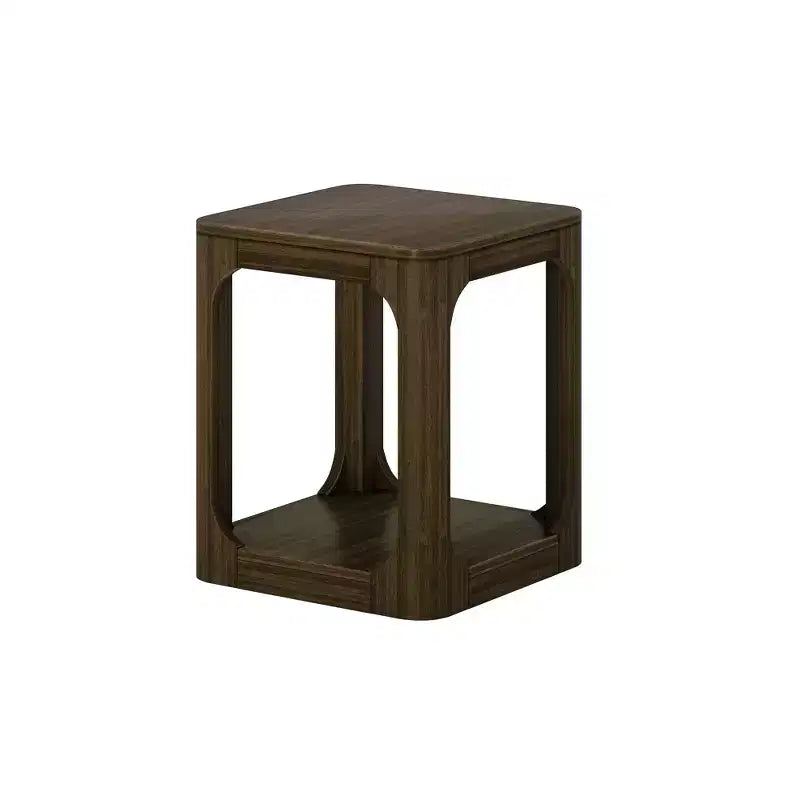 Plank+Beam Mesa auxiliar cuadrada de madera maciza de 20 pulgadas con estante, mesa auxiliar para sala de estar con almacenamiento