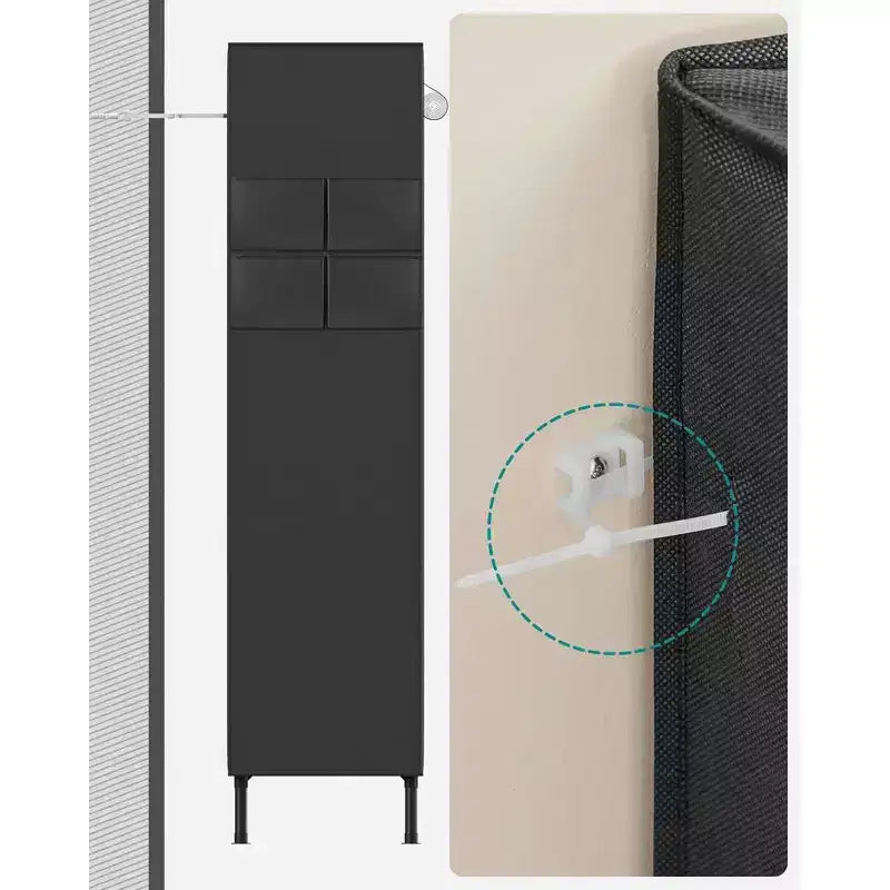 SONGMICS Armario, Armario Portátil Resistente de 165 cm, Organizador de Armario Independiente, Ropero con Funda, 2 Rieles para Colgar, Negro