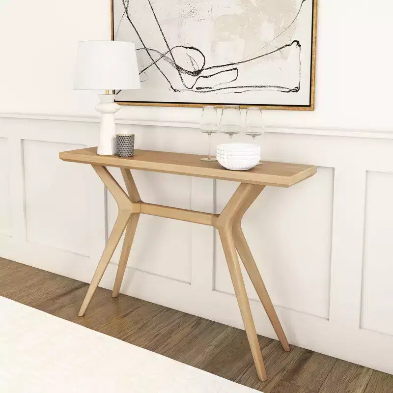 Mesa consola Verso, mesa auxiliar de sofá moderna de madera maciza de 46 pulgadas, mesa estrecha para recibidor, detrás del sofá, sala de estar