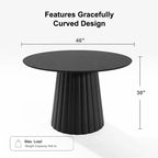 Mesa de comedor redonda Dovelina negra, de madera artificial, mesa de comedor personalizada con base de diseño